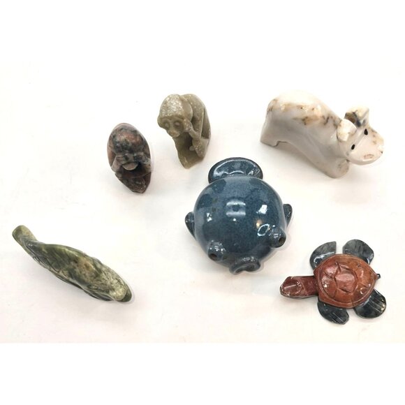 Miniature Animal Figurines Lot of 6 Handcrafted From Stone Resin & Ceramic je167 - Picture 5 of 9